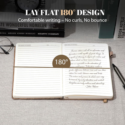 CAGIE Lined Journal for Men Women, Tree Growth Ring Leather Bound Journal Notebook, 256 Pages 100 GSM Journals for Writing, A5 Hardcover Journaling Notebooks for Work, Note Taking