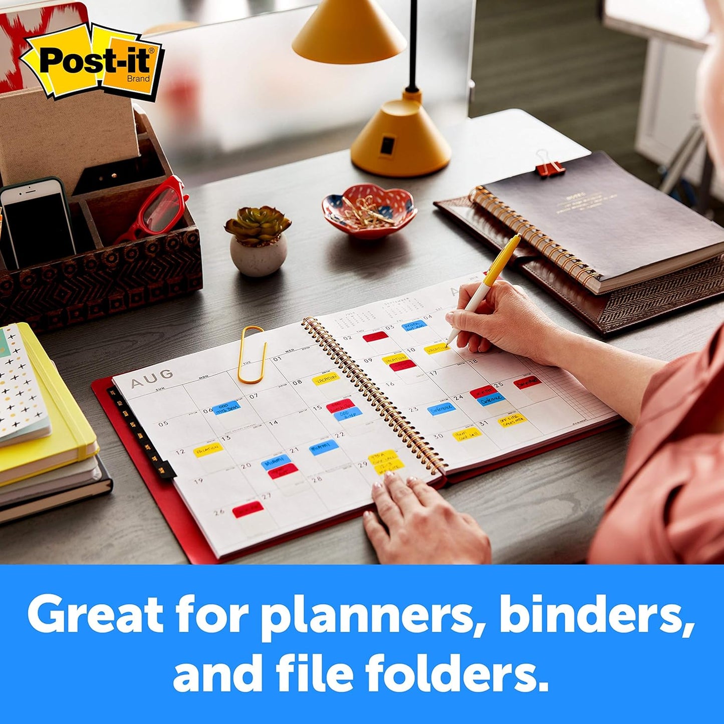 Post-it Tabs, 1 in Solid, Aqua, Yellow, Pink, Red, Green, Orange, 6/Color, 36/Dispenser (686-ALOPRYT)