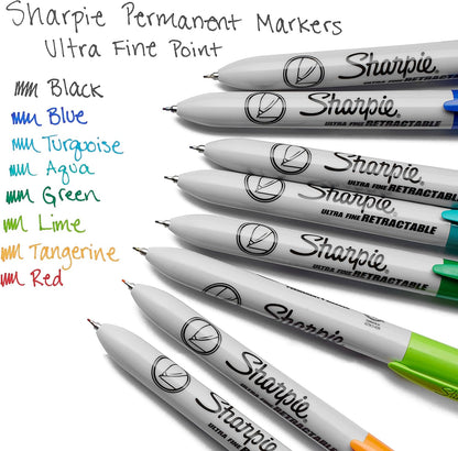 Sharpie Retractable Permanent Markers, Ultra Fine Point, 8 Count