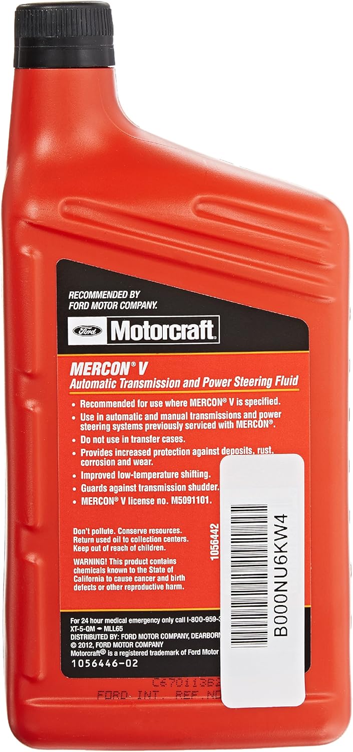 Ford Genuine XT-5-5QM MERCON-V Automatic Transmission and Power Steering Fluid - 5 Quart