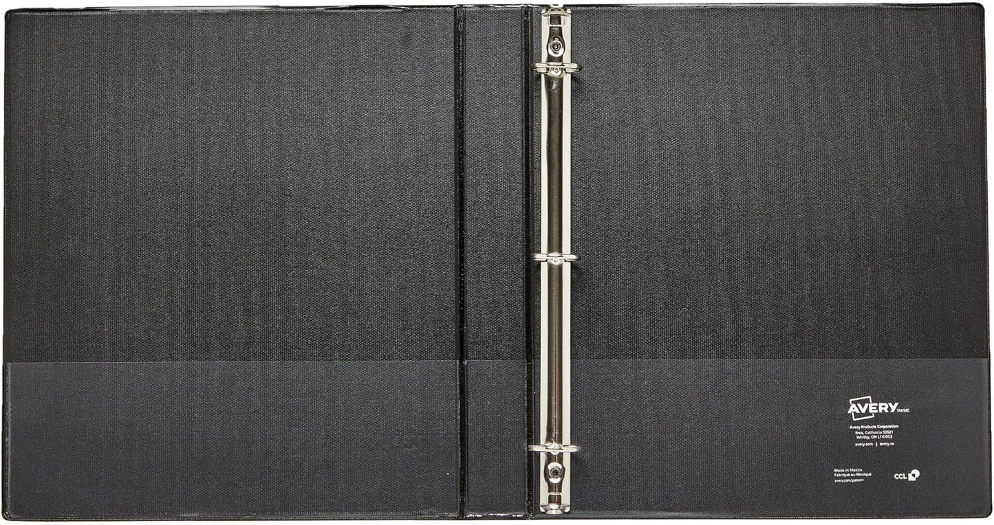 Avery Luxe Collection Durable Holographic 3 Ring Binder, Customizable View Cover, 1 Inch Round Rings, 1 Holographic Black Binder (03225)