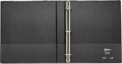 Avery Luxe Collection Durable Holographic 3 Ring Binder, Customizable View Cover, 1 Inch Round Rings, 1 Holographic Black Binder (03225)