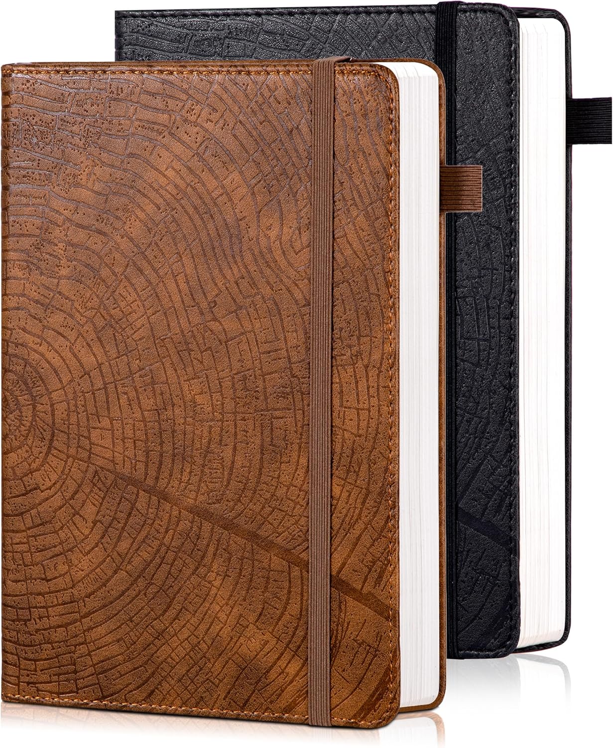 CAGIE Lined Journal for Men Women, Tree Growth Ring Leather Bound Journal Notebook, 256 Pages 100 GSM Journals for Writing, A5 Hardcover Journaling Notebooks for Work, Note Taking