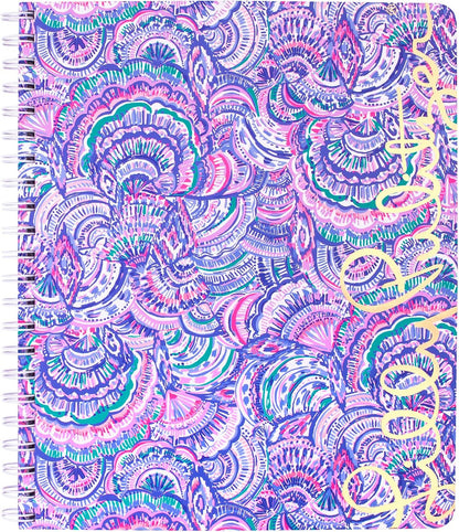Lilly Pulitzer Large Blue Hardcover Spiral Notebook, 11" x 9.5" with 160 College Ruled Pages, Cabana Cocktail