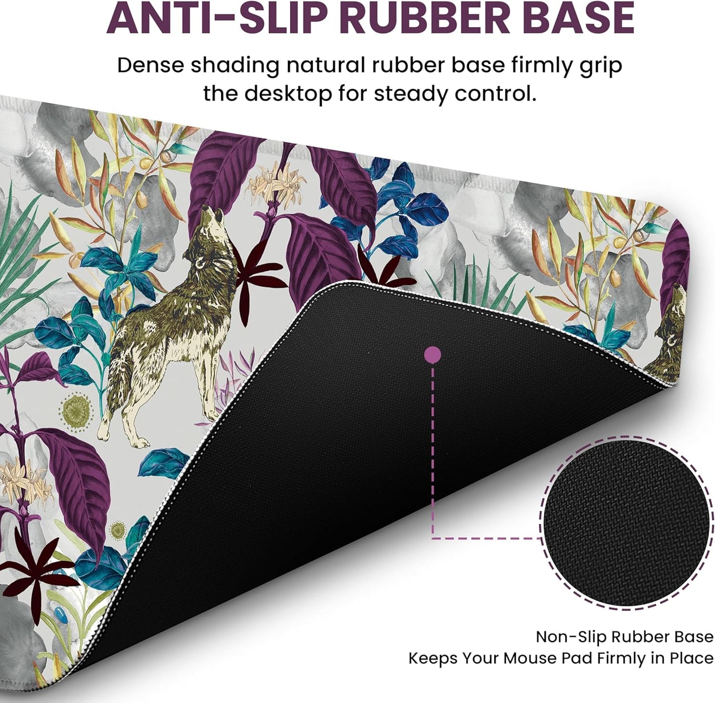 Large Mouse Pad for Desktop, Cute Desk Mat Pad Protector for Work & Gaming, Aesthetic Pretty Anti-Slip Laptop Blotter Cover for Office School Home Supplies, Wildflowers, 31.5" x 11.8"