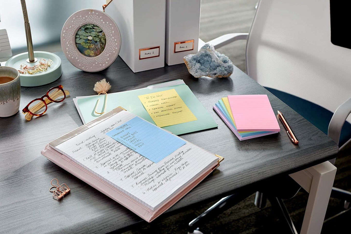 Post-it Notes, 4 in x 6 in, 5 Lined Sticky Note Pads, 100 Sheets per Pad, Beachside Café Collection, School Supplies and Office Products