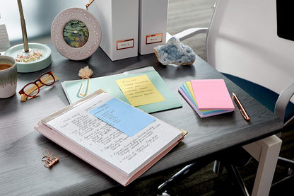 Post-it Notes, 4 in x 6 in, 5 Lined Sticky Note Pads, 100 Sheets per Pad, Beachside Café Collection, School Supplies and Office Products