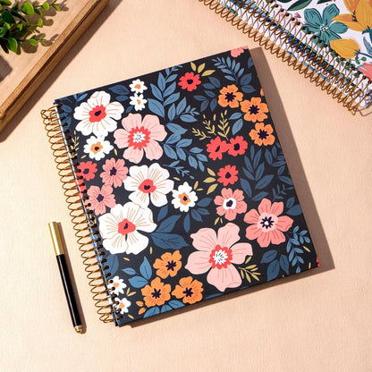 CAGIE Spiral Notebook Journal 8.5 x 11 Hardcover Notebooks College Ruled with Large Pockets Aesthetic Floral Note Book Spiral Bound Notebooks for Work Note Taking Women Writing School, 200 Pages