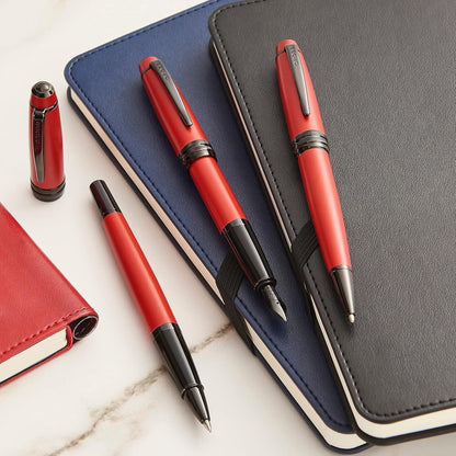 Cross Bailey Matte Red Lacquer Rollerball Pen - Refillable Pen for Smooth Writing - Well-Balanced, Distinctive Design - Easy Handling - Comfortable Grip - Gift-Ready Black Ink