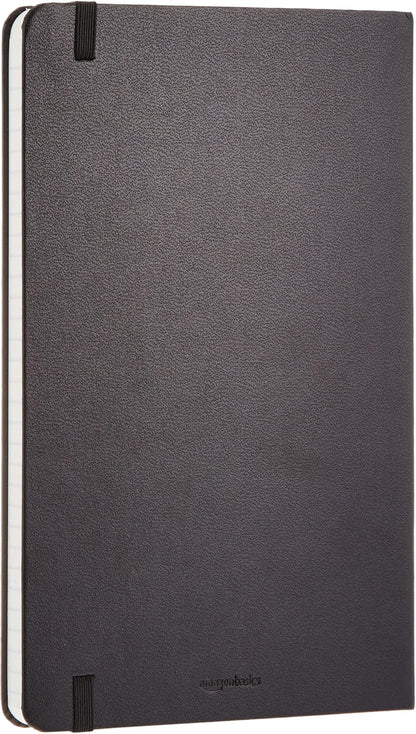 Amazon Basics Classic Lined Writing Notebook for Note Taking and Journaling, Hardcover with Elastic Closure, 240 Pages, 5" x 8.25", Black