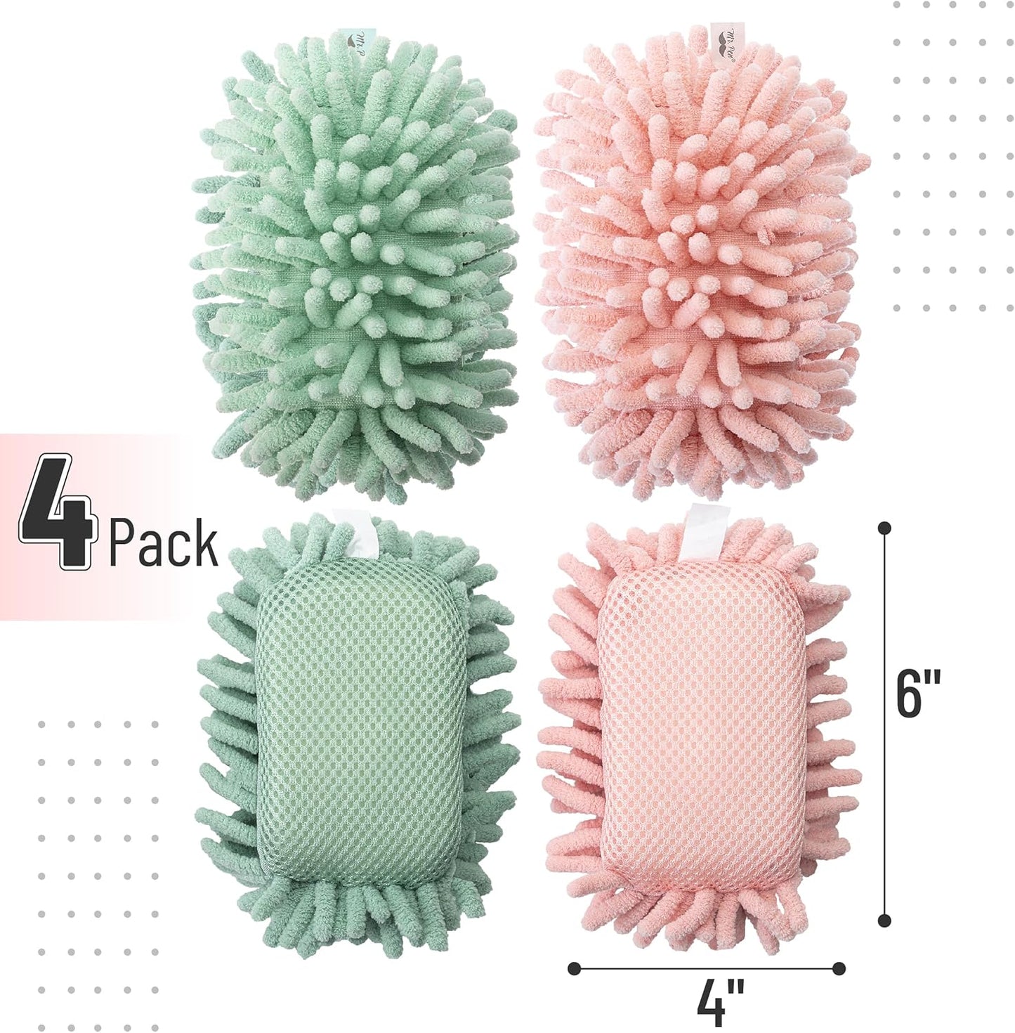 Mr. Pen- Magnetic Microfiber Shag Whiteboard Erasers, 4" x 6", 4 Pack, Dual Surface, Washable Large Dry Erase Board Cleaner for Chalk, Marker, Classroom, Office, Home