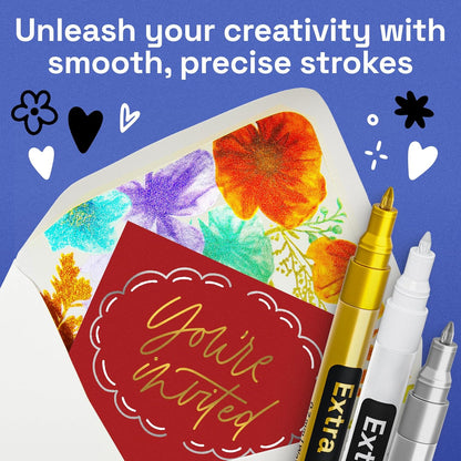 ARTISTRO 6 Gold & Silver Metallic Acrylic Paint Pens – 0.7mm Extra Fine Tip Paint Pens for Crafts, Rock Painting, Greeting Cards, Ornament Decor, DIY Art