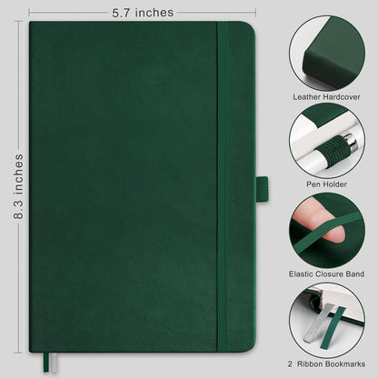 RETTACY Graph Grid Paper Notebook, 192 Pages, A5 Medium Size (5.7'' x 8.3''), 5 Squares per Inch, Leather Hardcover, 100 GSM Thick Paper, for School, Students, Math, Engineering (Brown)