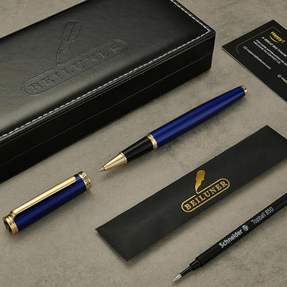 BEILUNER Luxury Rollerball Pen, Stunning Green Lacquer with 24K Gold Trim,Noble and Elegant Designs,Schneider Ink Refill, Best Gift Set for Men & Women, Refillable, Executive Writing, Nice Pens