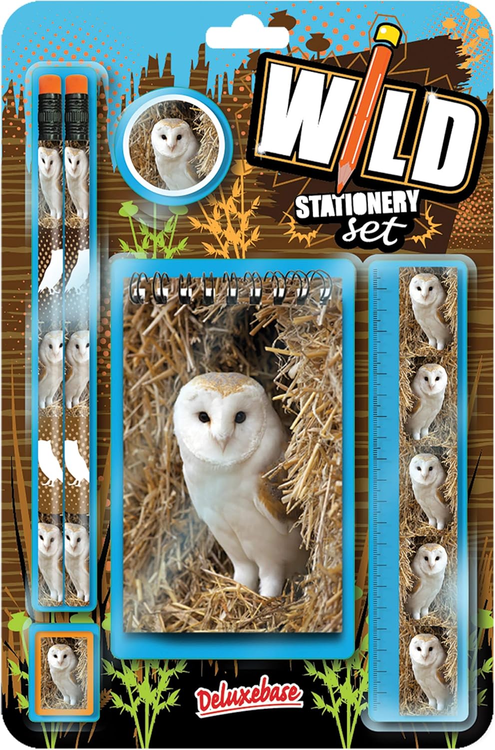 Deluxebase Wild Stationery Set - Dolphin from Animal Stationery Sets with 2 Pencils, Eraser, Pencil Sharpener, Ruler & Cute Notebook. Ideal Office Supplies, Desk Accessories & College Essentials.