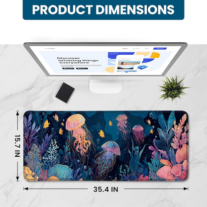 Large Mouse Pad for Desktop, Cute Desk Mat Pad Protector for Work & Gaming, Aesthetic Pretty Anti-Slip Laptop Blotter Cover for Office School Home Supplies, Wildflowers, 31.5" x 11.8"
