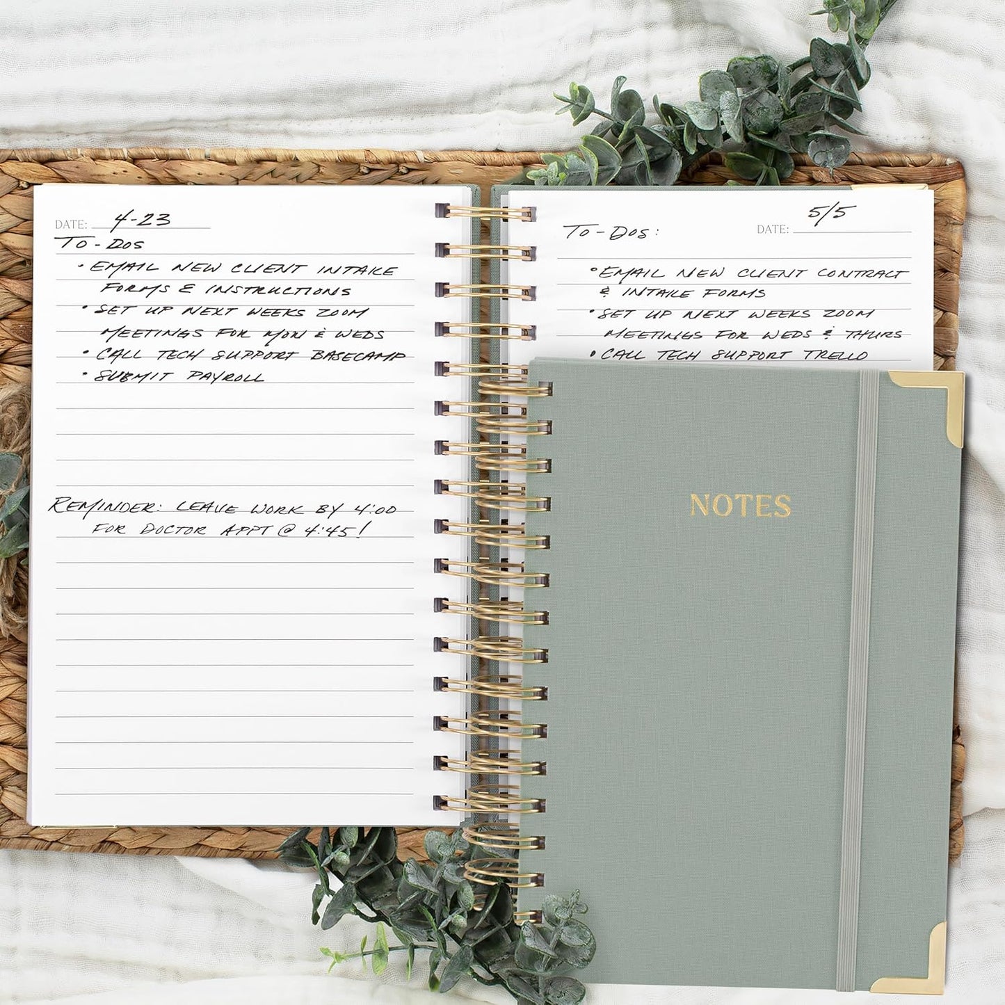 Aesthetic Thick Spiral Notebook Journal For Women in B5 Format - Modern Linen Hardcover College Ruled Note Book With 300 Lined Pages - Perfect For Writing And Staying Organized at Work or School