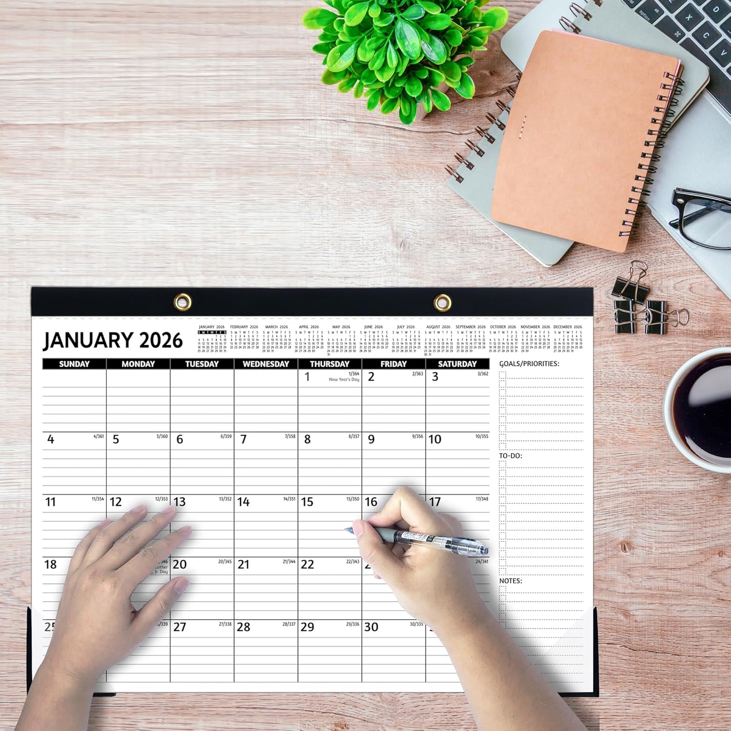 2026-2027 Desk Calendar – Run Now to MAR. 2027, 18 Monthly Desk Calendar 2026-2027 Large, 17'' x 12'', Best Desk/Wall Calendar 2026 with To-do Lists, Desk Pad, Ruled Blocks, Corner Protectors