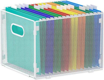 samstar 2 Pack Hanging File Organizer, Mesh File Folder Box Filing Box File Cabinet Organizer Storage Boxes, Letter Size
