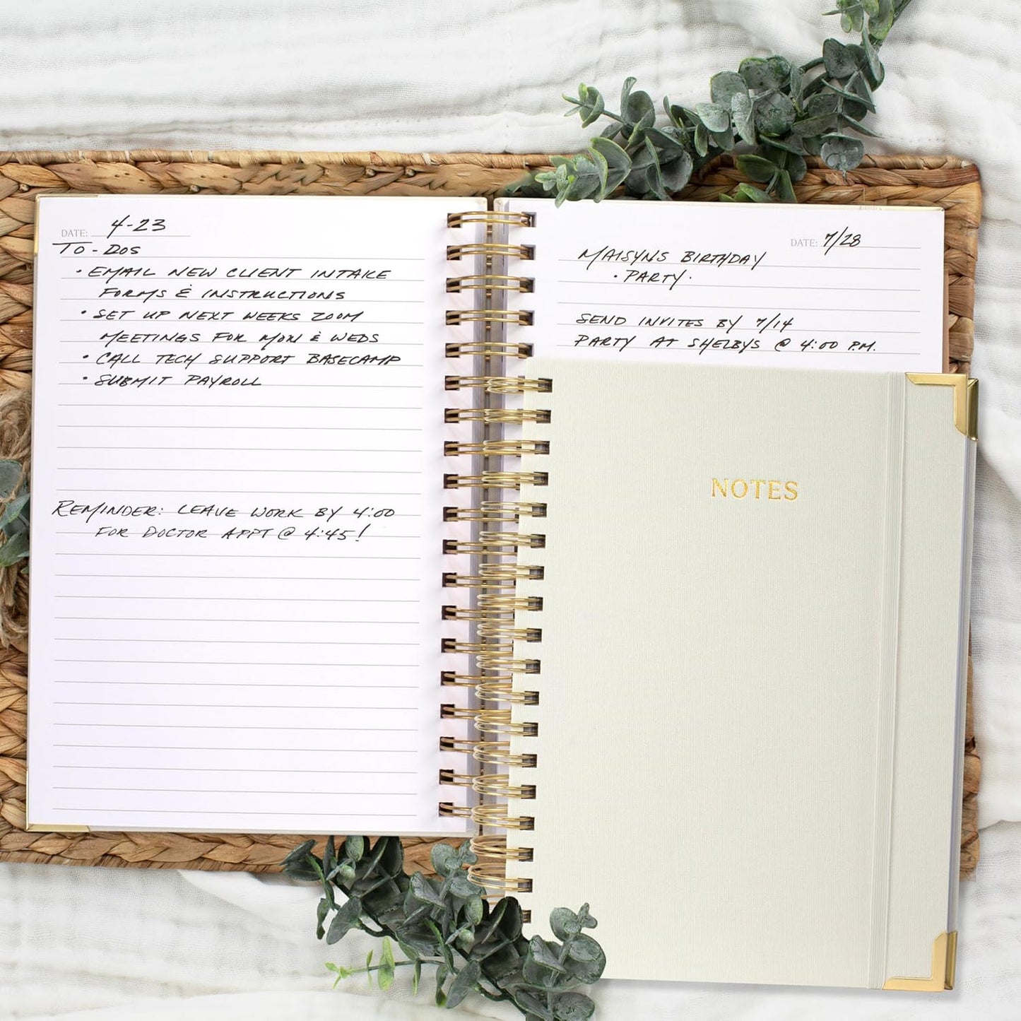 Aesthetic Thick Spiral Notebook Journal For Women in B5 Format - Modern Linen Hardcover College Ruled Note Book With 300 Lined Pages - Perfect For Writing And Staying Organized at Work or School