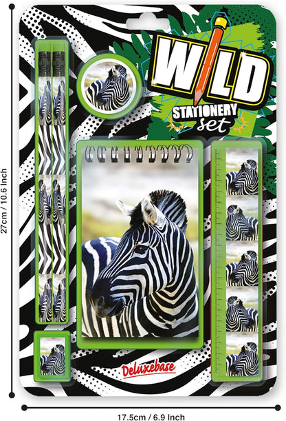 Deluxebase Wild Stationery Set - Dolphin from Animal Stationery Sets with 2 Pencils, Eraser, Pencil Sharpener, Ruler & Cute Notebook. Ideal Office Supplies, Desk Accessories & College Essentials.