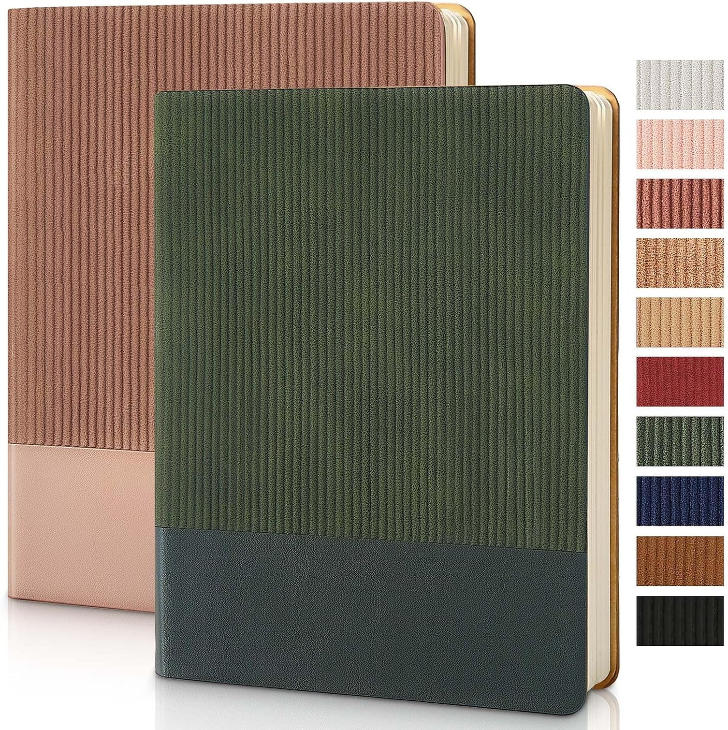 Lined Journal Notebook for Work College Ruled Note Book 5.79"x8.27"A5 PU Leather Daily Journaling 216 Pages for Women Men Writing Home School Supplies Business (Dark Green)