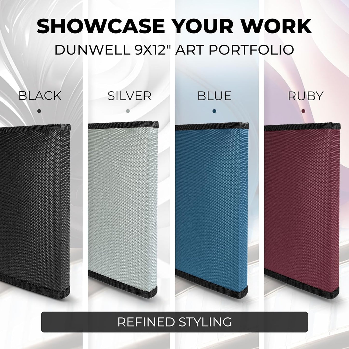 Dunwell Art Portfolio 8.5x11 Folder (Silver), Mounting Paper, Portfolio Binder for Artwork and 8.5 x 11 Documents Art Folder, 24 Pockets Display 48 Pages, Acid-Free Poly Presentation Book