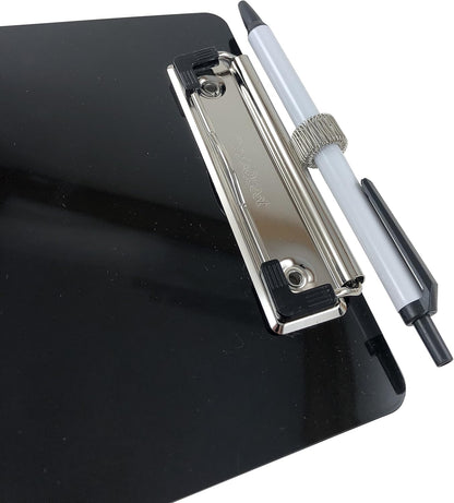 Trade Quest Small Memo Clipboard 6'' x 9'' Pen Holder Clip Plastic (Black) (Pen Included) (Pack of 6)