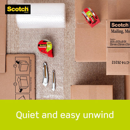 Scotch Sure Start Packing Tape, Clear, Quiet Unwind and Easy Start, Moving Supplies, 1.88 inch x 22.2 Yard, 2 Tape Rolls with Dispensers