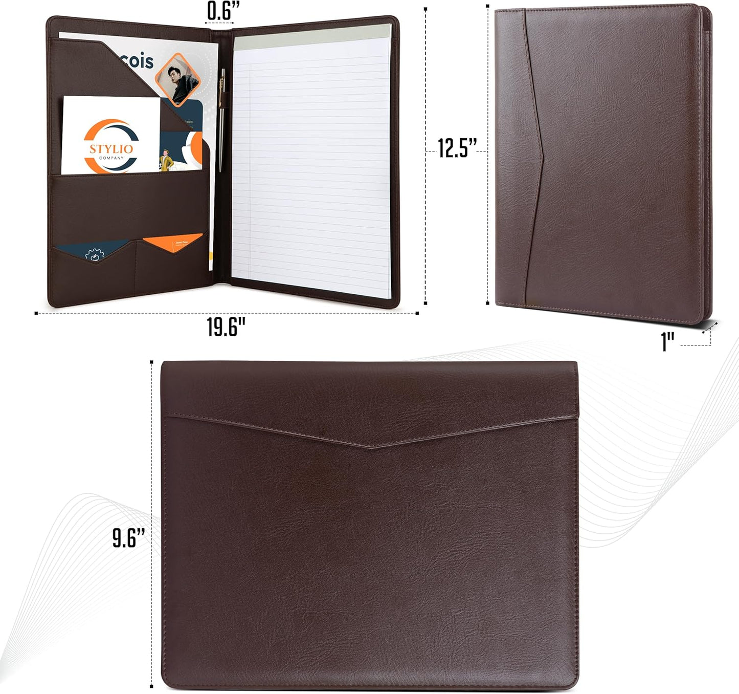 STYLIO Padfolio Folder with Removable Clipboard | Portfolio Organizer | Binder with Storage for Notebook, Notepad | Nursing Clipboard Folio, CNA Accessories for Work | Vegan Leather