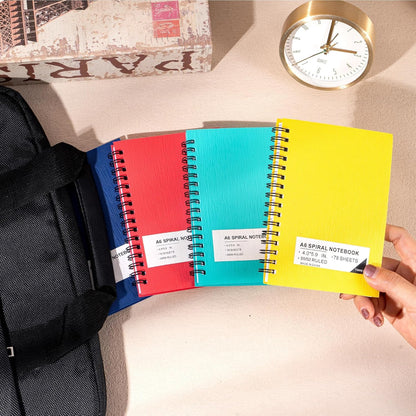 FLYING EAGLE 3 PCS Small Spiral Notebooks 4x6, A6 Cute Mini Journal Plastic Hardcover 8mm Ruled Notebook, Yellow 234 Sheets/468 Pages, 3 Pack Small Ruled Notebooks for School Work