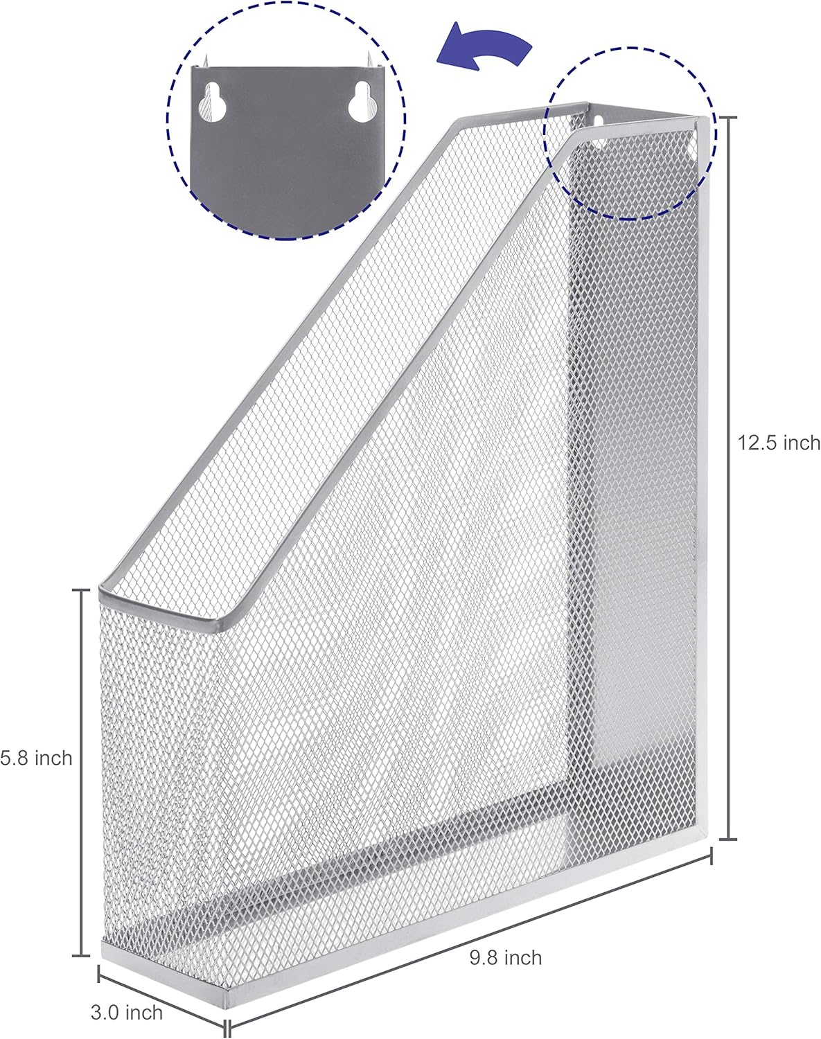 MyGift Wire Mesh Wall Mounted or Freestanding Document Rack, Magazine and File Holder, Set of 2, Black