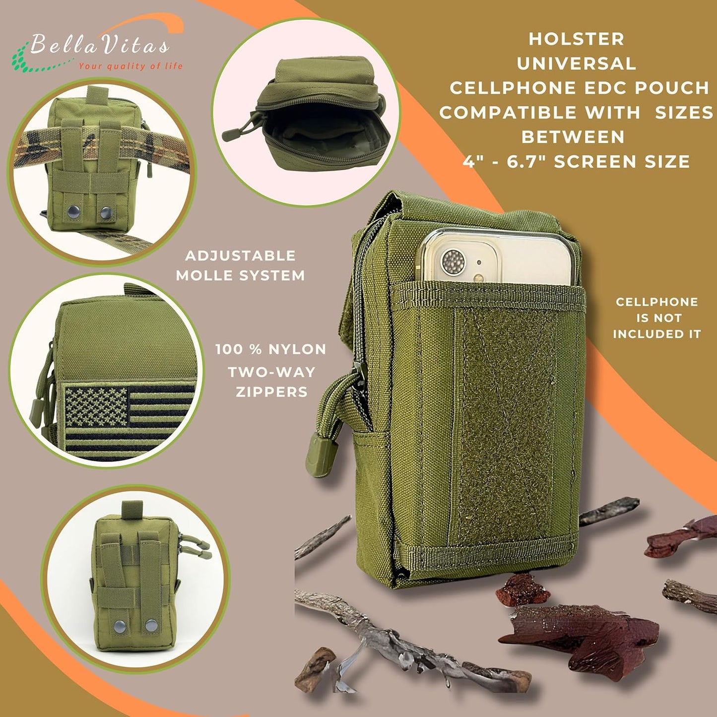 Tactical Molle Pouch Small Notebook Cover EDC Utility Bag Tool Pouch Gadget Organizer Military Waist Bag with US Flag Patch, 3”x5” Waterproof Notepad Pocket Notebook and Weatherproof Pen