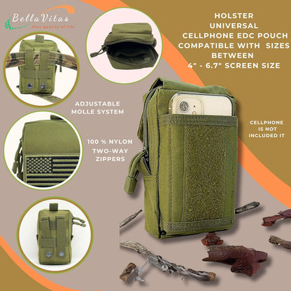 Tactical Molle Pouch Small Notebook Cover EDC Utility Bag Tool Pouch Gadget Organizer Military Waist Bag with US Flag Patch, 3”x5” Waterproof Notepad Pocket Notebook and Weatherproof Pen