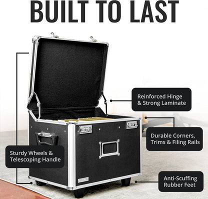 Vaultz Locking Mobile File Chest, Letter/Legal Files, 17.5" X 15.5" X 14.5", Black