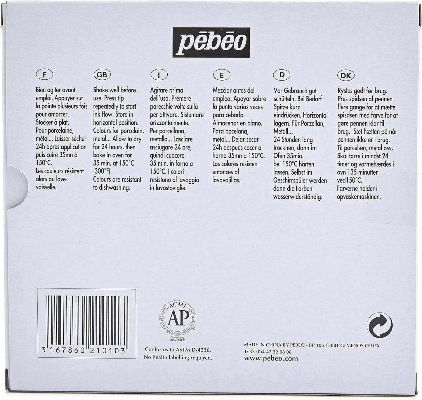 Pebeo Porcelaine 150, China Paint Fine Tip Marker - Anthracite Black (021009)