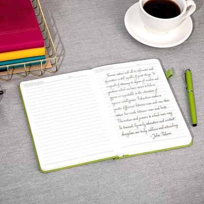 Yoment Lined Journal Notebook for Women, A5 Hardcover Leather Journal for Writing, 260 Pages 100 GSM Thick Paper, College Ruled Notebook for Work, School, Office, 5.7" x 8.3"Green