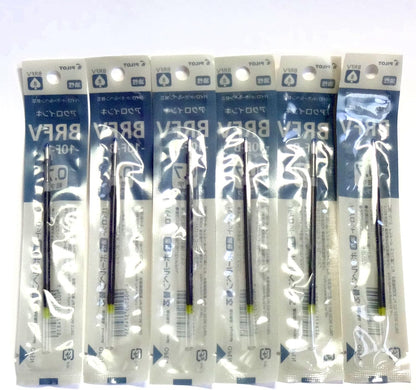 Pilot Acroball Ballpoint Pen Black Ink Refills, 0.7mm, BRFV-10F-B, Set of 6 (Japan import) [Komainu-Dou Original Package]