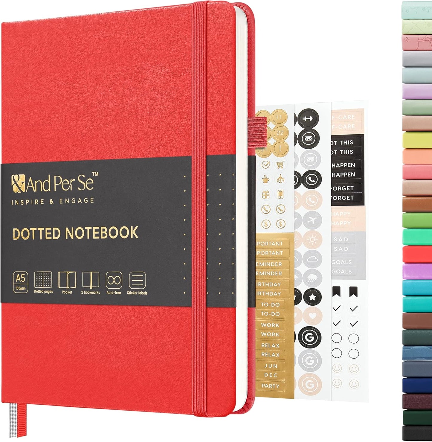 &And Per Se Lined Journal Notebook, 160 Pages, A5 5.7 x 8 inches College Ruled Thick Paper Notebook Journals for Writing, Hardcover Notebooks for Women Men Office School (1 Pack, Green) - Colors A