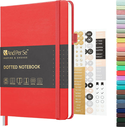 &And Per Se Lined Journal Notebook, 160 Pages, A5 5.7 x 8 inches College Ruled Thick Paper Notebook Journals for Writing, Hardcover Notebooks for Women Men Office School (1 Pack, Green) - Colors A
