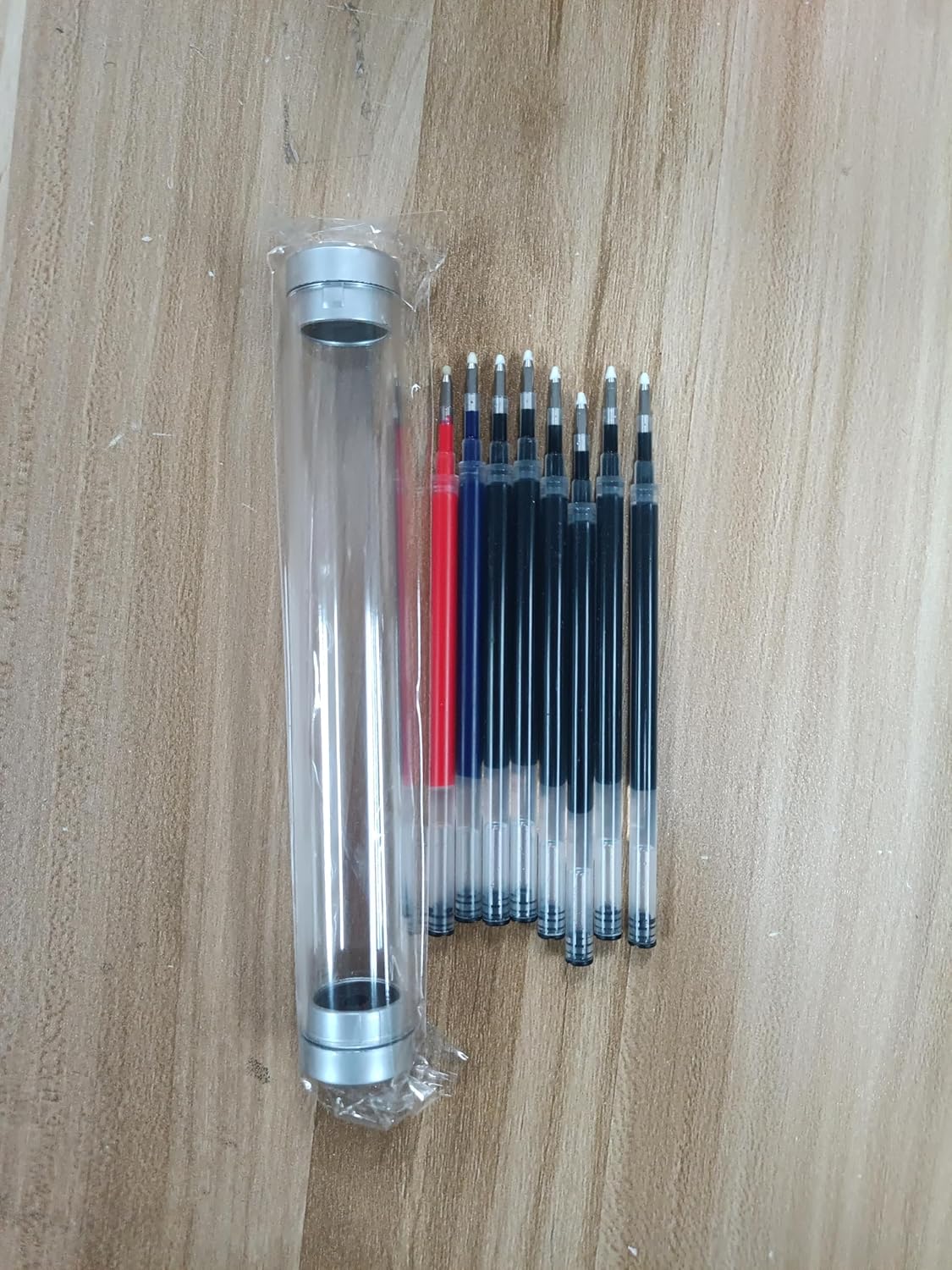 8 Pieces Replaceable Ballpoint Pen Refills Work for Most Brands Pens with Smooth Writing,Free-Flowing German Ink with Medium 0.5mm Ballpoint Tip(Black Refills and Length 4.4inch)