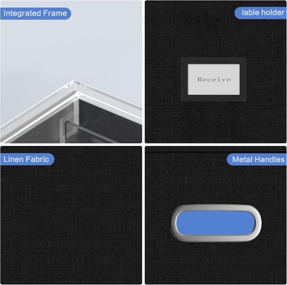 File Organizer Box - File Boxes for Hanging Files with Lid Set of 2 Decorative Hanging Folders Letter Size Organizer with One-Piece Plastic Frame Slides (Grey, 13.2 * 10.1 * 10.1in(2Pack))