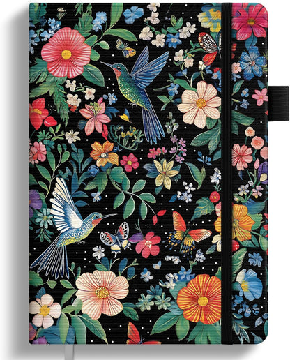 Taja Aesthetic Lined Journal for Women, Pretty 6" x 8" Notebook for Work & Note with 160 College Ruled Pages, Hardcover Leather Notebook for Journaling, Note Taking, Bible Study, Hummingbird