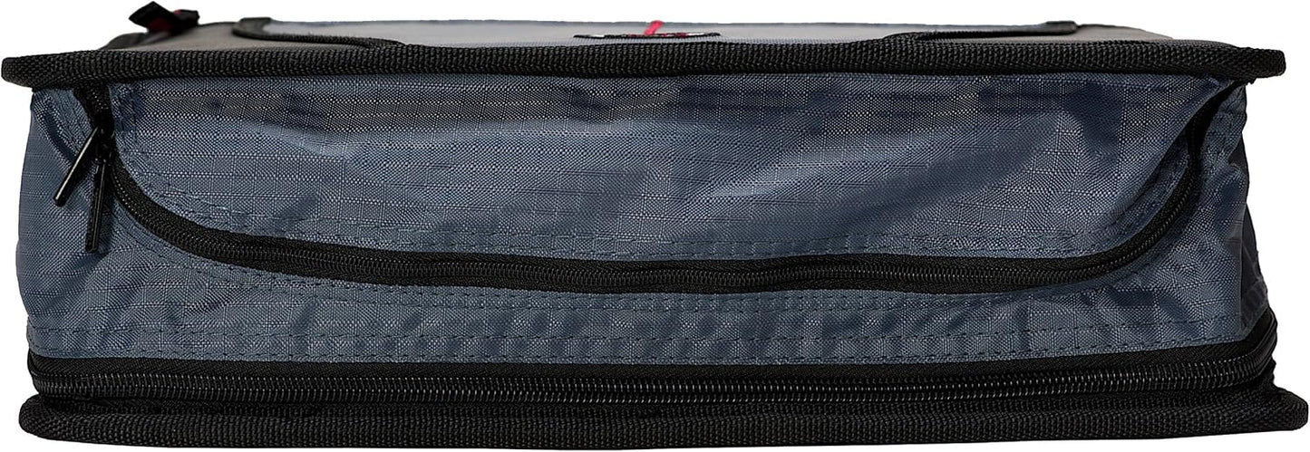 Case-it Mighty Zip Tab School Zipper Binder | 3-Inch O-Rings, 600-Sheet Capacity, 5-Subject Expanding File Folder, Multiple Pockets & Storage Organizer, Shoulder Strap | D-146 Jet Black