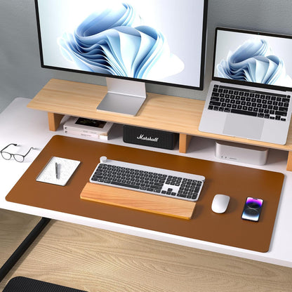 Aothia Leather Desk Pad Protector, Mouse Pad, Office Desk Mat, Non-Slip PU Leather Desk Blotter, Laptop Desk Pad, Waterproof Desk Writing Pad for Office and Home (Black,36" x 17") - Colors A