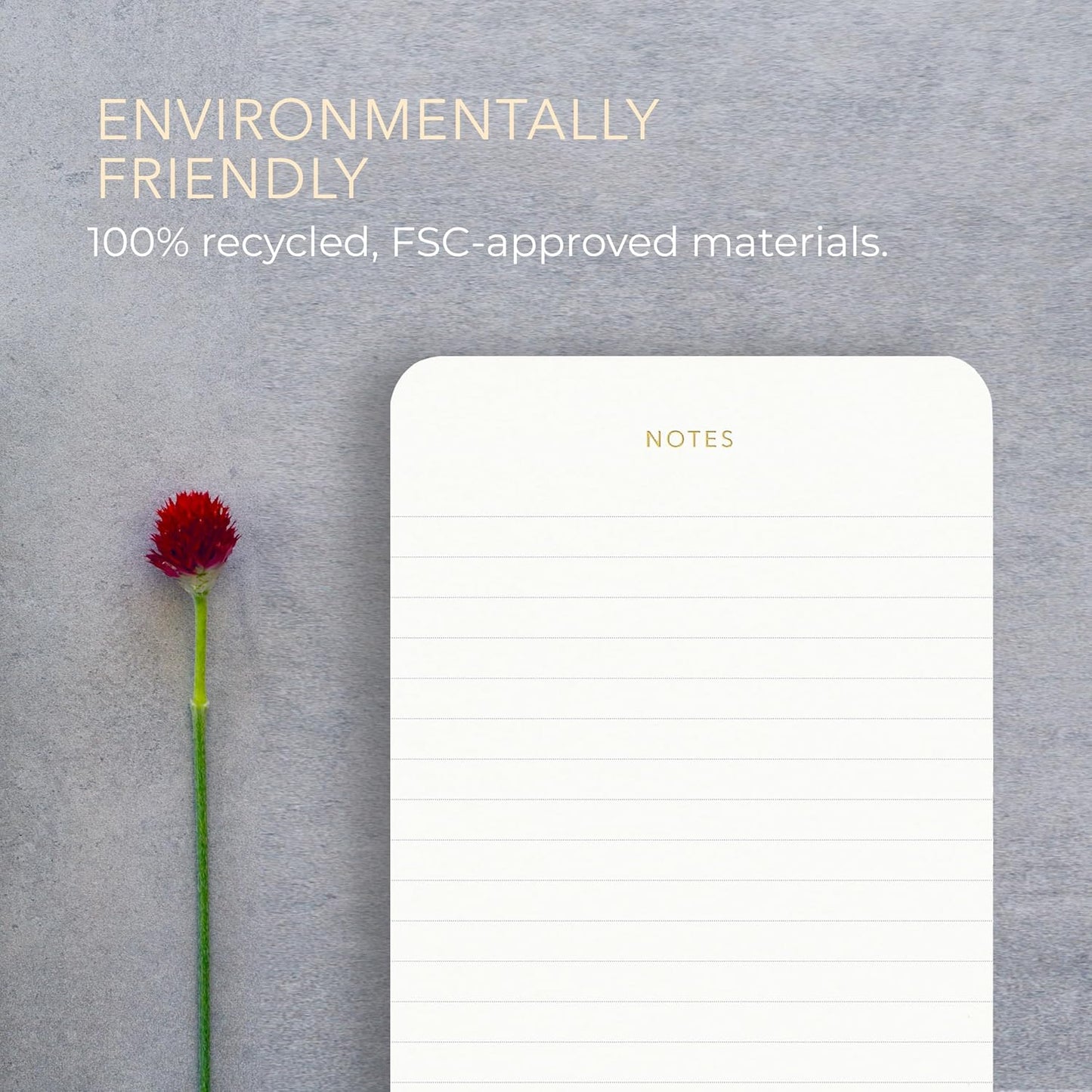 Pinesman - Elegant Desk Notepads for Professionals, Executive's Memo Pads, Minimalist, Gold Foiled, Lined Layout, 3 Pack, 225 Sheets Total (75 Each), 6.3" x 3.9”, 80 GSM, Eco-friendly, FSC™ Certified