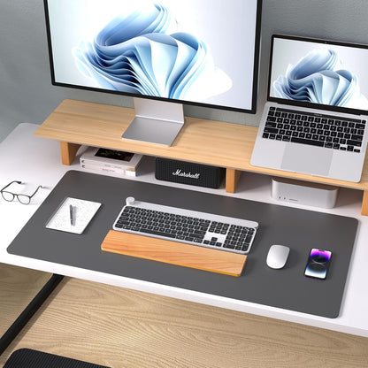 Aothia Leather Desk Pad Protector, Mouse Pad, Office Desk Mat, Non-Slip PU Leather Desk Blotter, Laptop Desk Pad, Waterproof Desk Writing Pad for Office and Home (Black,36" x 17") - Colors B