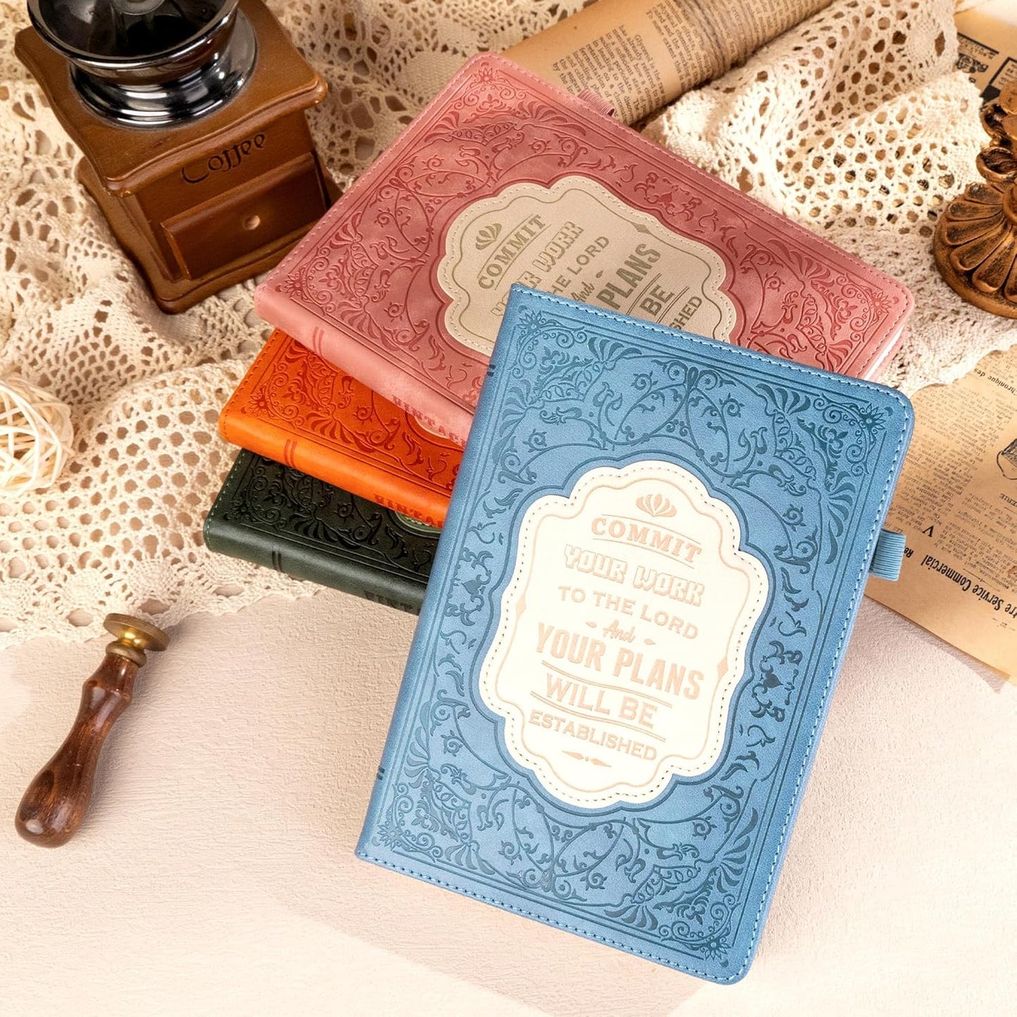 MINICAGIE Journal Notebook for Men Women Gifts Hardcover Leather Mens Journals for Writing 288 Pages 100 Gsm Paper Thick Journaling Notebooks for Work Diary, 5.7x8.3 In, Blue