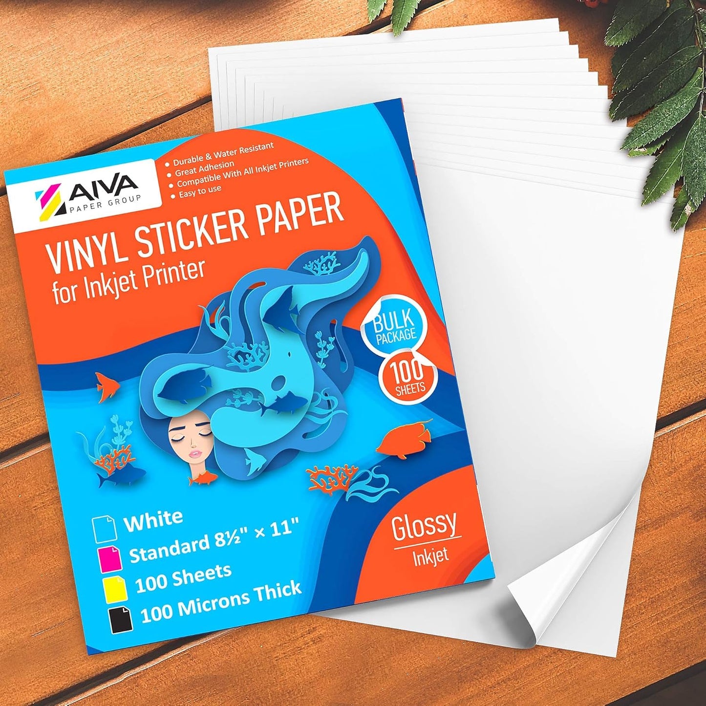 Limia's Care Printable Vinyl Sticker Paper for Inkjet Printer - Glossy White - 15 Self-Adhesive Sheets - Waterproof Decal Paper - Standard Letter Size 8.5"x11"