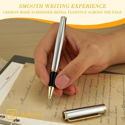 BEILUNER Luxury Rollerball Pen, Stunning Green Lacquer with 24K Gold Trim,Noble and Elegant Designs,Schneider Ink Refill, Best Gift Set for Men & Women, Refillable, Executive Writing, Nice Pens
